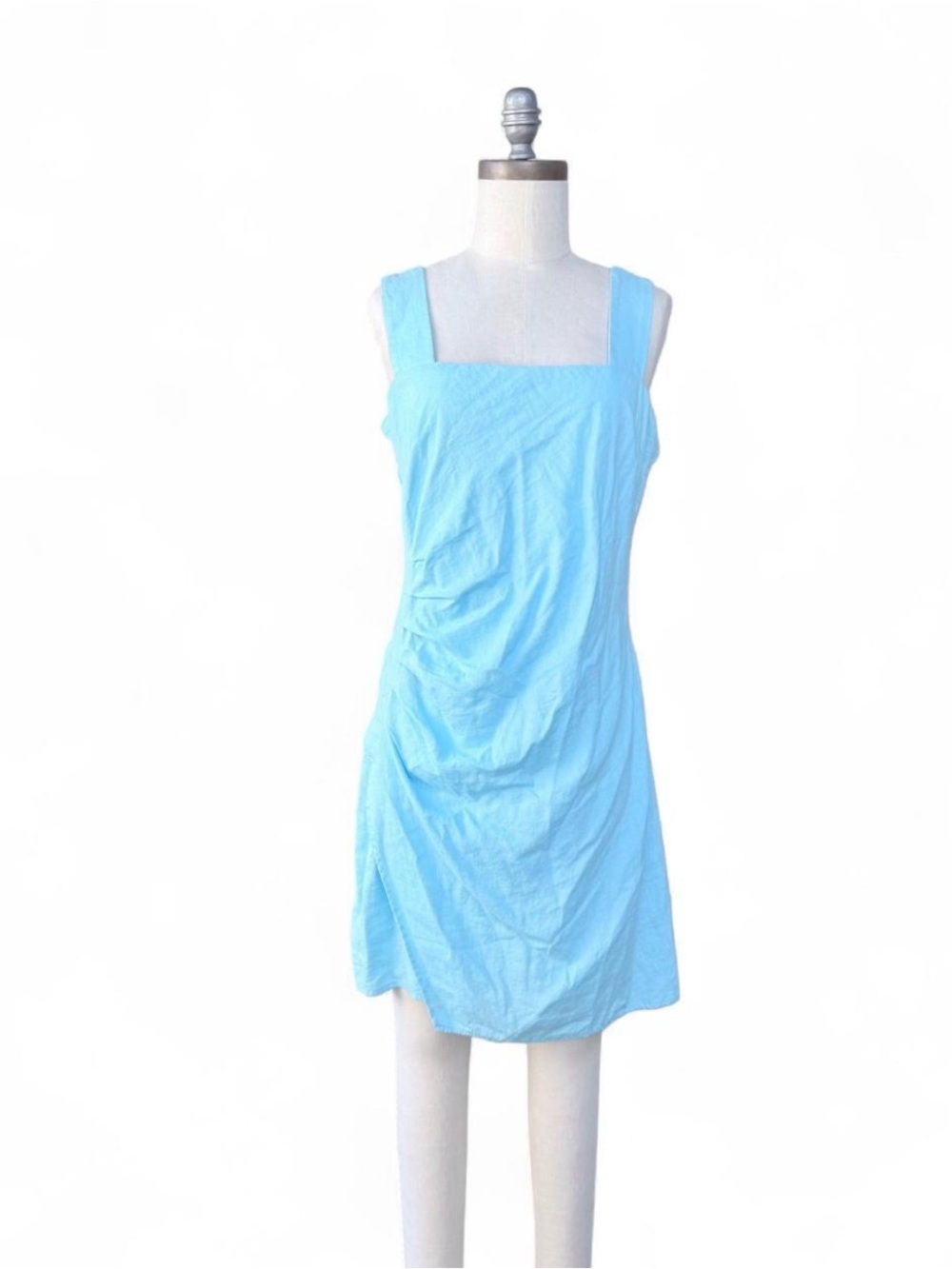 Ann Taylor Linen Blend Light Blue Sleeveless Dress 6P Square Neck